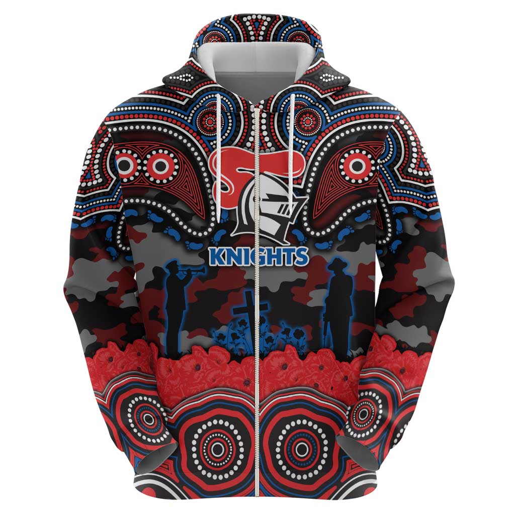 ANZAC Day Newcastle Knights Hoodie Military Memorial Aboriginal Indigenous Art