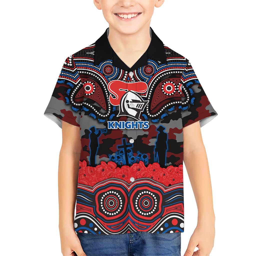 ANZAC Day Newcastle Knights Kid Hawaiian Shirt Military Memorial Aboriginal Indigenous Art
