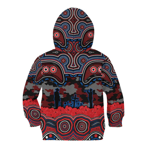 ANZAC Day Newcastle Knights Kid Hoodie Military Memorial Aboriginal Indigenous Art
