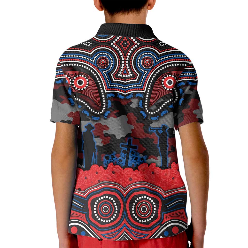 ANZAC Day Newcastle Knights Kid Polo Shirt Military Memorial Aboriginal Indigenous Art