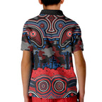 ANZAC Day Newcastle Knights Kid Polo Shirt Military Memorial Aboriginal Indigenous Art