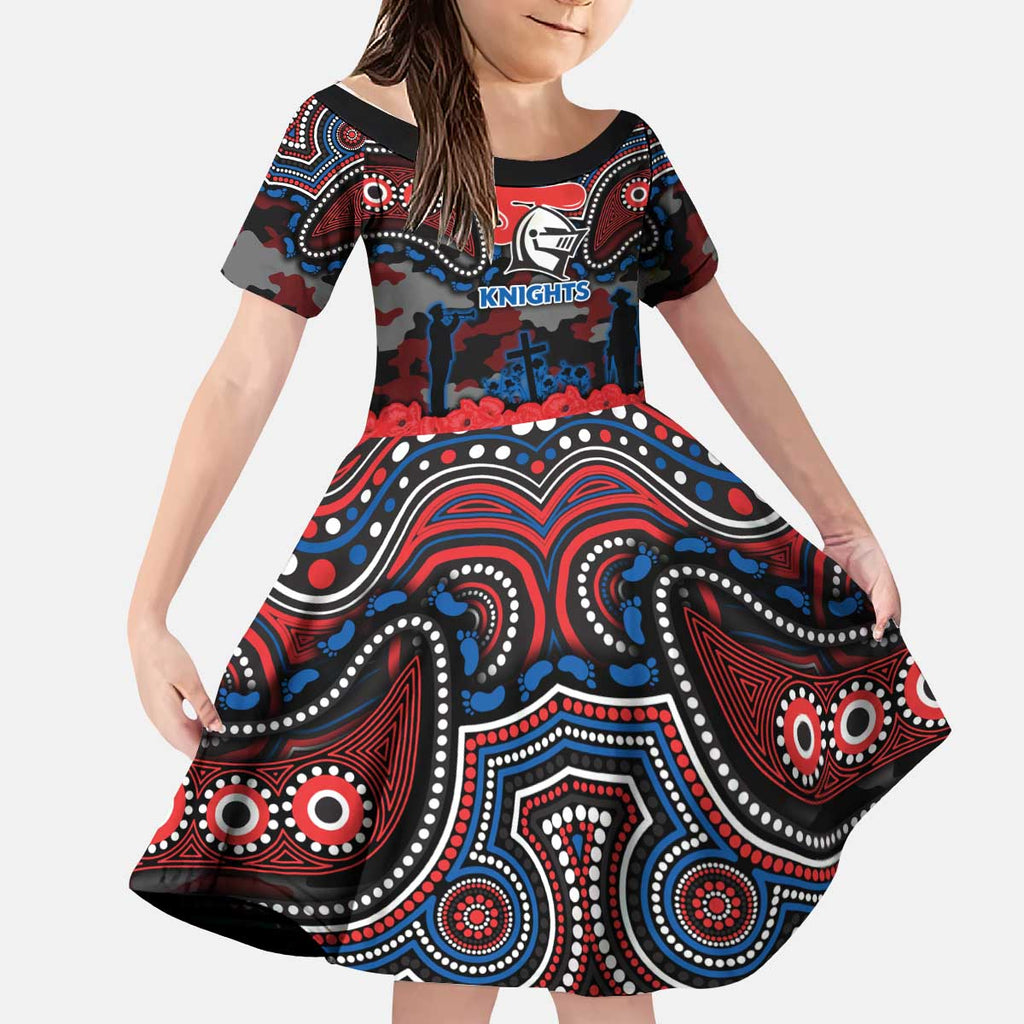ANZAC Day Newcastle Knights Kid Short Sleeve Dress Military Memorial Aboriginal Indigenous Art