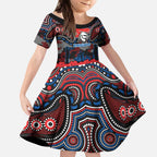 ANZAC Day Newcastle Knights Kid Short Sleeve Dress Military Memorial Aboriginal Indigenous Art