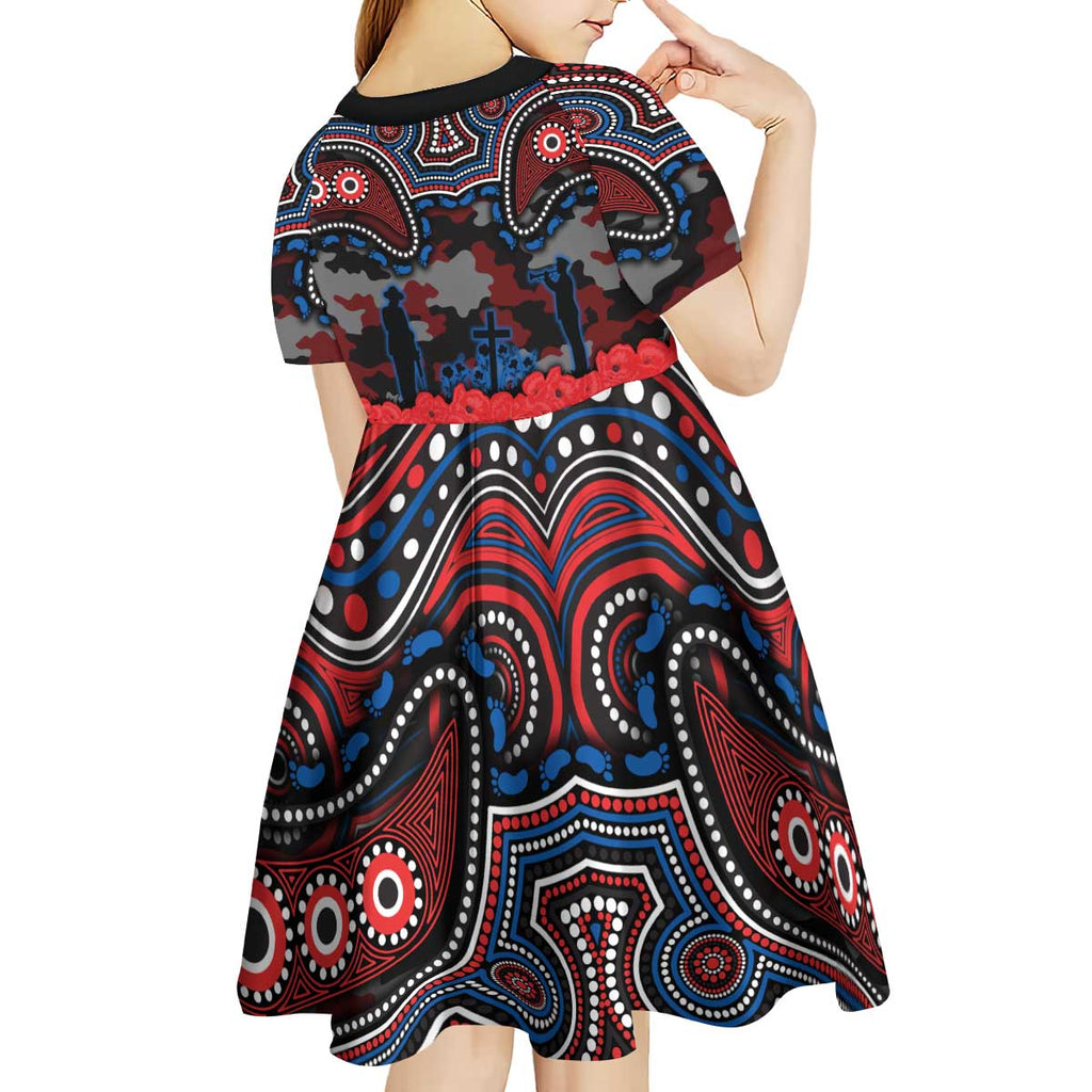 ANZAC Day Newcastle Knights Kid Short Sleeve Dress Military Memorial Aboriginal Indigenous Art