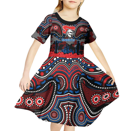 ANZAC Day Newcastle Knights Kid Short Sleeve Dress Military Memorial Aboriginal Indigenous Art