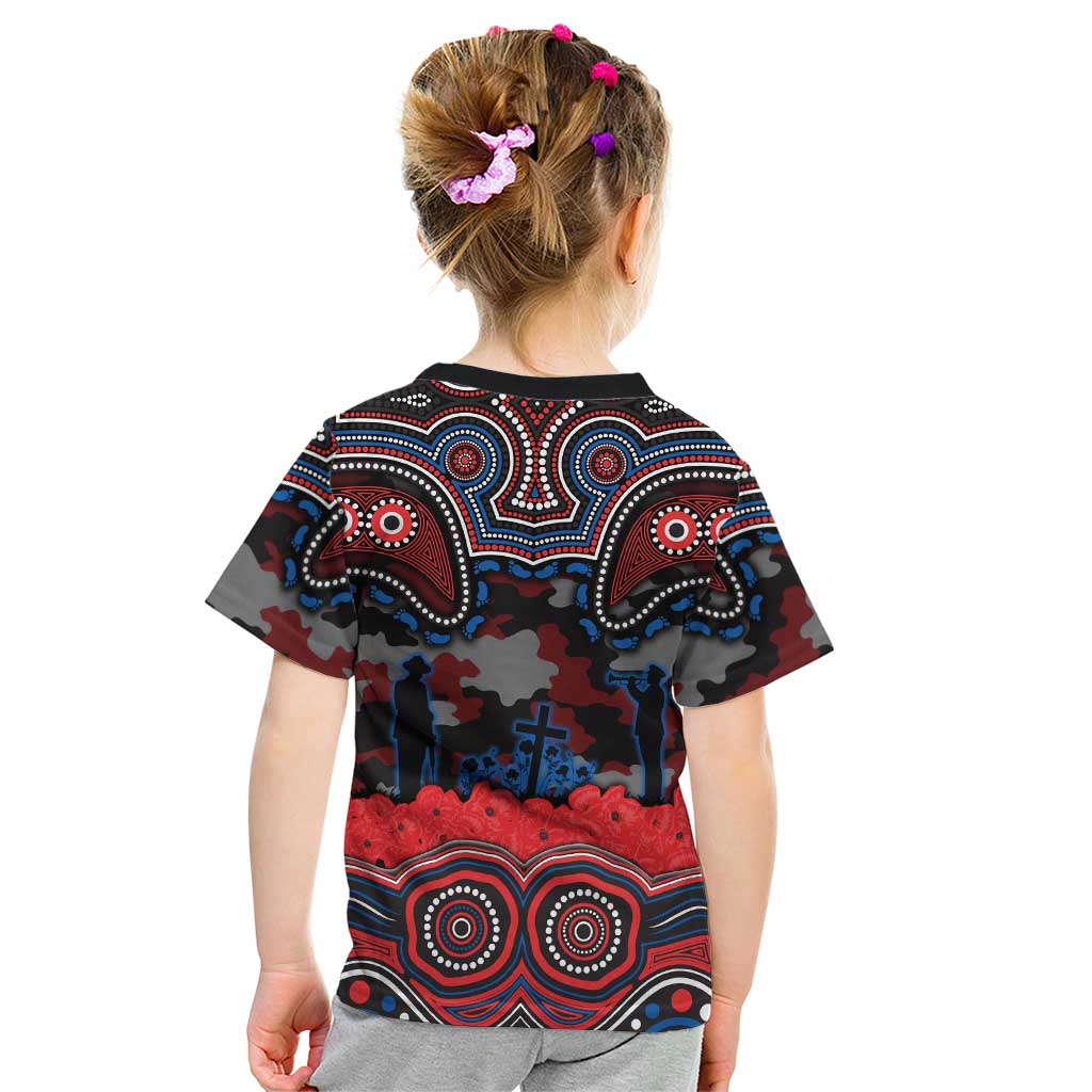 ANZAC Day Newcastle Knights Kid T Shirt Military Memorial Aboriginal Indigenous Art