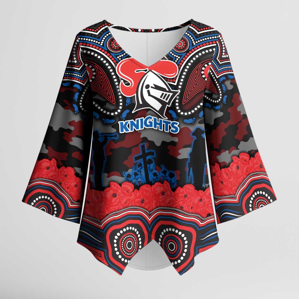 ANZAC Day Newcastle Knights Kimono Sleeve Blouse Military Memorial Aboriginal Indigenous Art
