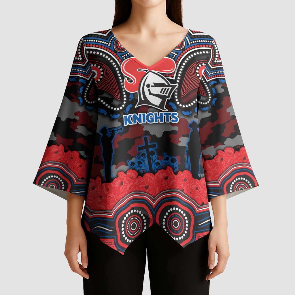 ANZAC Day Newcastle Knights Kimono Sleeve Blouse Military Memorial Aboriginal Indigenous Art
