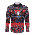 ANZAC Day Newcastle Knights Long Sleeve Button Shirt Military Memorial Aboriginal Indigenous Art