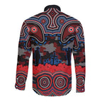 ANZAC Day Newcastle Knights Long Sleeve Button Shirt Military Memorial Aboriginal Indigenous Art