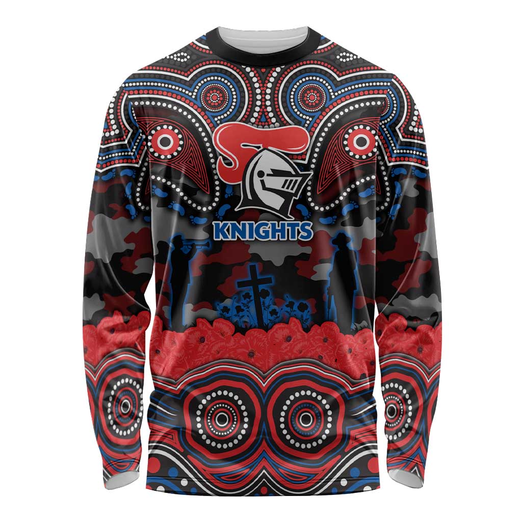 ANZAC Day Newcastle Knights Long Sleeve Shirt Military Memorial Aboriginal Indigenous Art