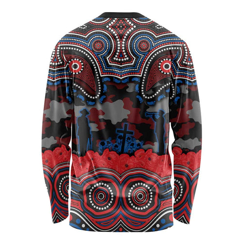 ANZAC Day Newcastle Knights Long Sleeve Shirt Military Memorial Aboriginal Indigenous Art