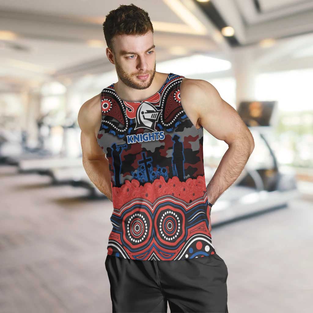 ANZAC Day Newcastle Knights Men Tank Top Military Memorial Aboriginal Indigenous Art