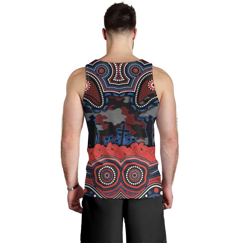ANZAC Day Newcastle Knights Men Tank Top Military Memorial Aboriginal Indigenous Art