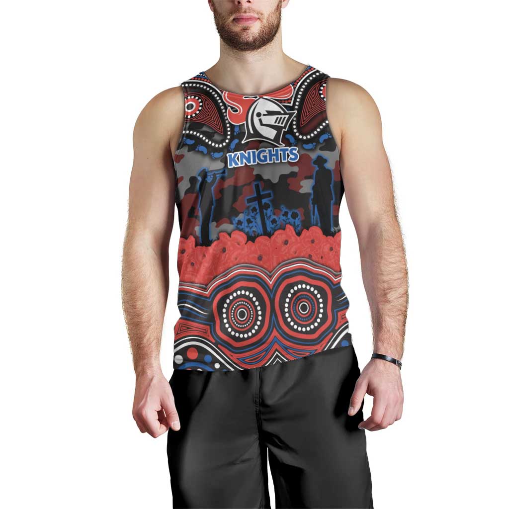 ANZAC Day Newcastle Knights Men Tank Top Military Memorial Aboriginal Indigenous Art