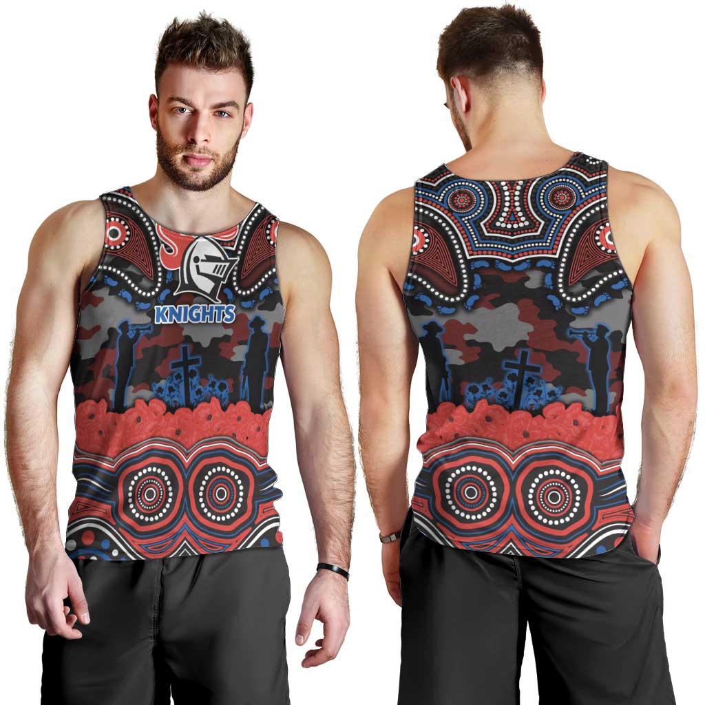 ANZAC Day Newcastle Knights Men Tank Top Military Memorial Aboriginal Indigenous Art