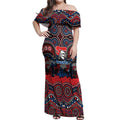 ANZAC Day Newcastle Knights Off Shoulder Maxi Dress Military Memorial Aboriginal Indigenous Art