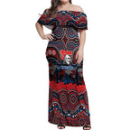 ANZAC Day Newcastle Knights Off Shoulder Maxi Dress Military Memorial Aboriginal Indigenous Art