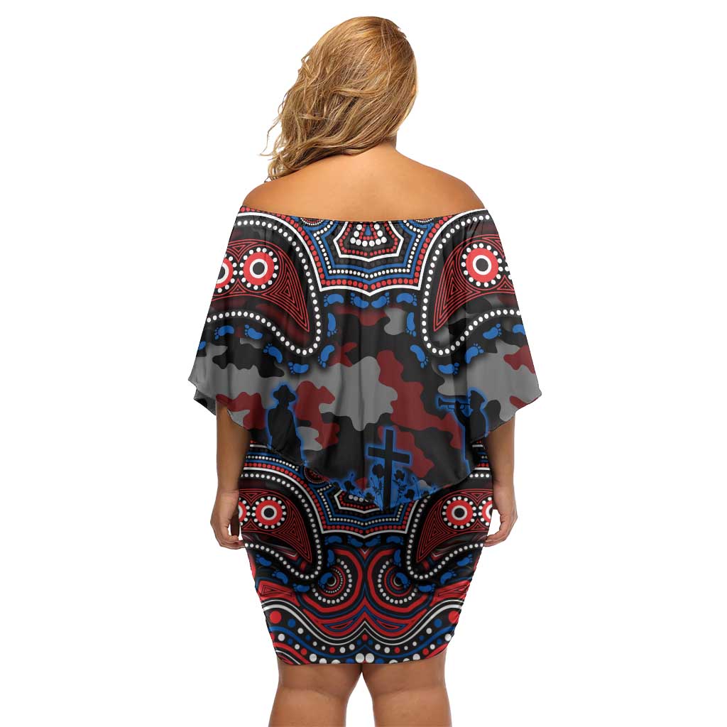 ANZAC Day Newcastle Knights Off Shoulder Short Dress Military Memorial Aboriginal Indigenous Art