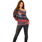 ANZAC Day Newcastle Knights Off Shoulder Sweater Military Memorial Aboriginal Indigenous Art