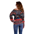 ANZAC Day Newcastle Knights Off Shoulder Sweater Military Memorial Aboriginal Indigenous Art