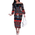 ANZAC Day Newcastle Knights Off The Shoulder Long Sleeve Dress Military Memorial Aboriginal Indigenous Art