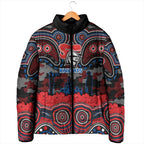 ANZAC Day Newcastle Knights Padded Jacket Military Memorial Aboriginal Indigenous Art