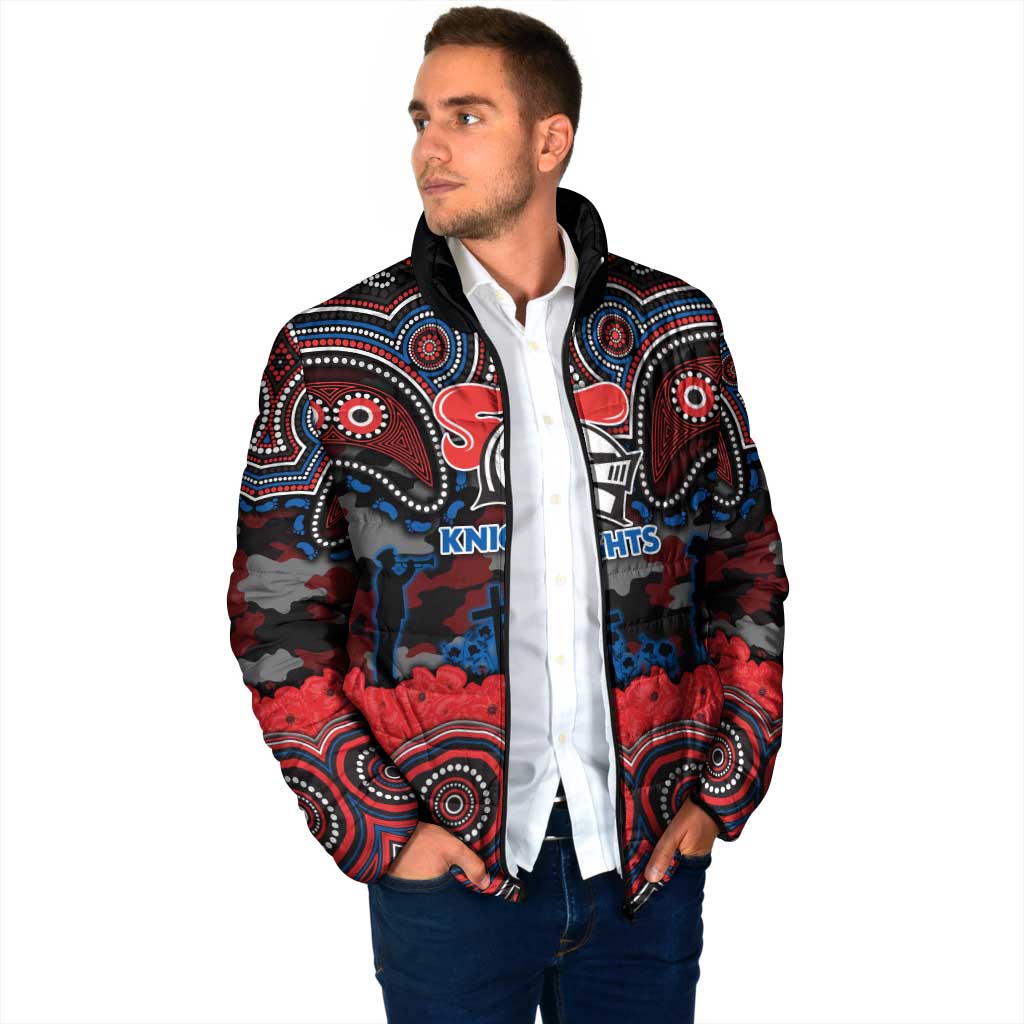 ANZAC Day Newcastle Knights Padded Jacket Military Memorial Aboriginal Indigenous Art
