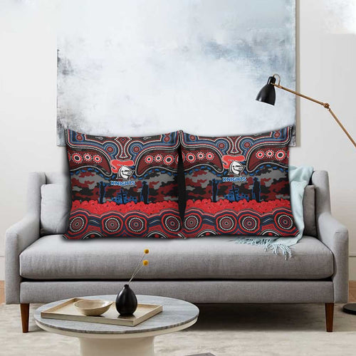 ANZAC Day Newcastle Knights Pillow Cover Military Memorial Aboriginal Indigenous Art