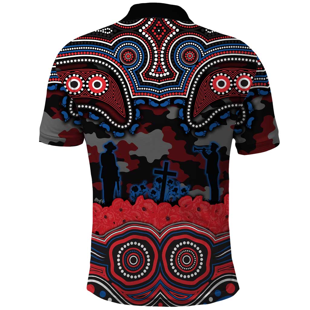 ANZAC Day Newcastle Knights Polo Shirt Military Memorial Aboriginal Indigenous Art
