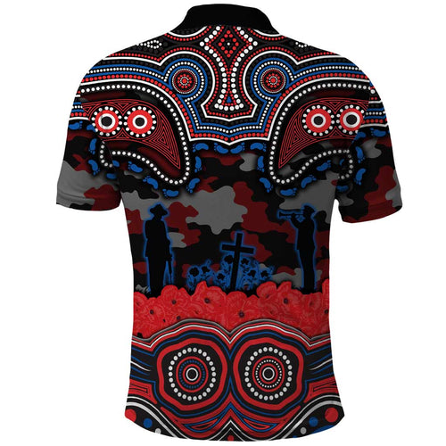ANZAC Day Newcastle Knights Polo Shirt Military Memorial Aboriginal Indigenous Art