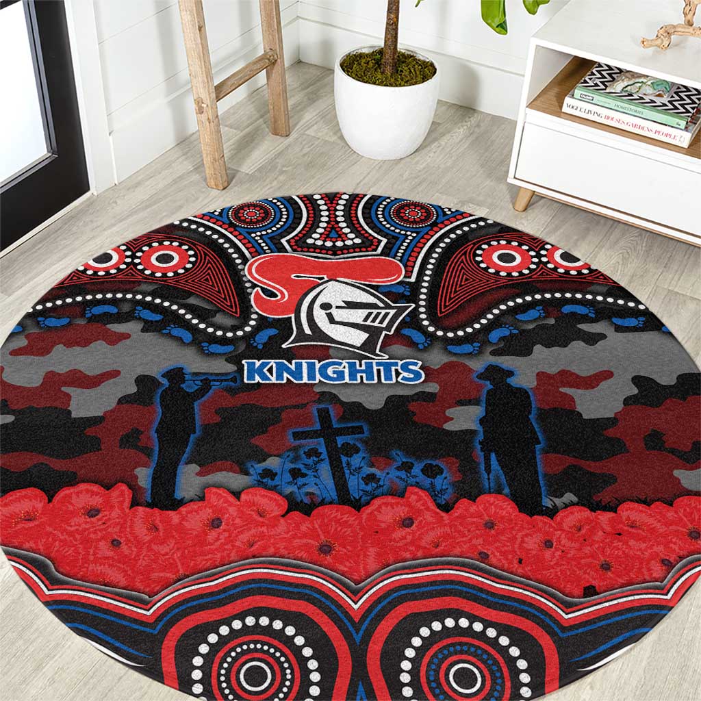ANZAC Day Newcastle Knights Round Carpet Military Memorial Aboriginal Indigenous Art