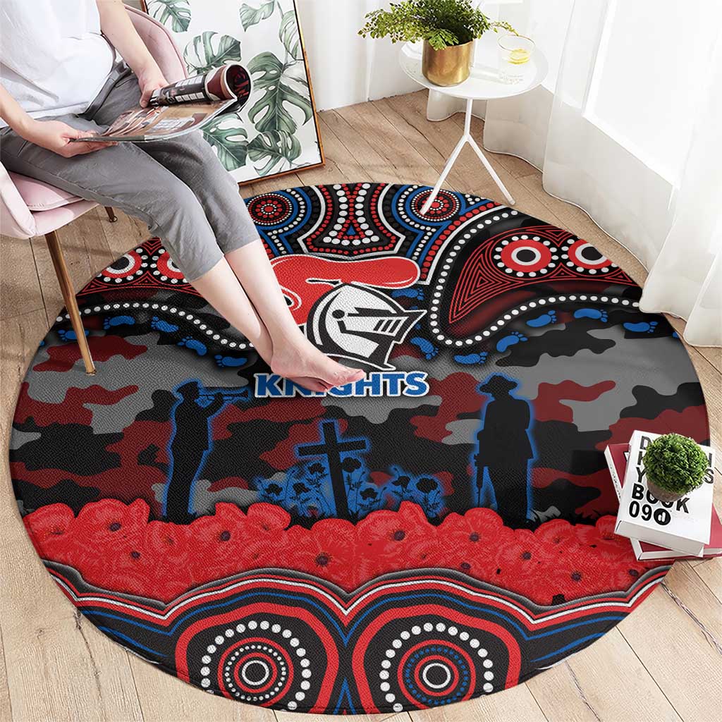 ANZAC Day Newcastle Knights Round Carpet Military Memorial Aboriginal Indigenous Art