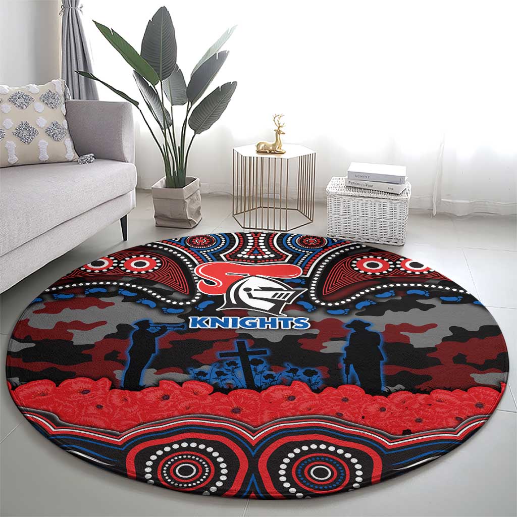 ANZAC Day Newcastle Knights Round Carpet Military Memorial Aboriginal Indigenous Art
