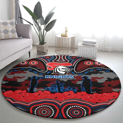 ANZAC Day Newcastle Knights Round Carpet Military Memorial Aboriginal Indigenous Art