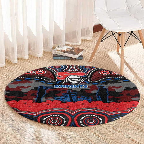 ANZAC Day Newcastle Knights Round Carpet Military Memorial Aboriginal Indigenous Art