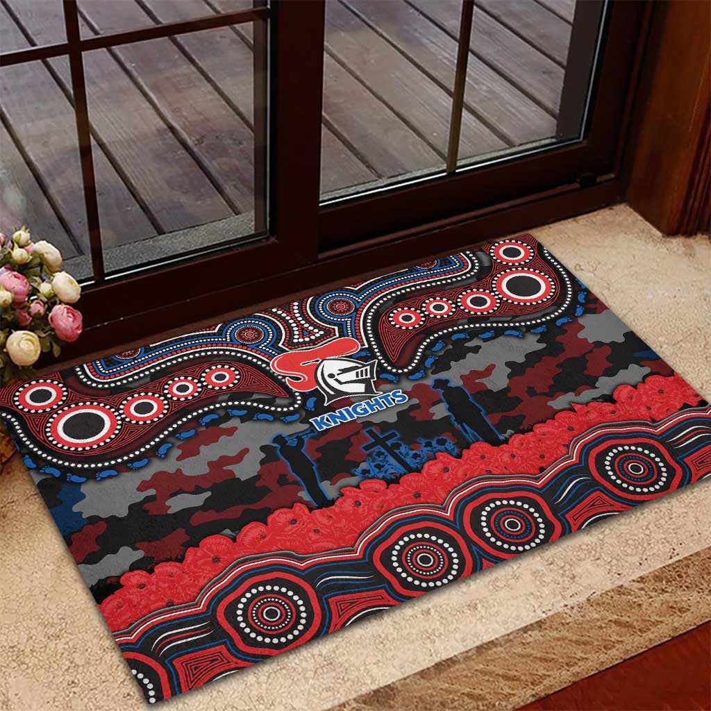 ANZAC Day Newcastle Knights Rubber Doormat Military Memorial Aboriginal Indigenous Art