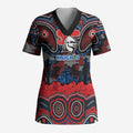 ANZAC Day Newcastle Knights Scrub Top Military Memorial Aboriginal Indigenous Art