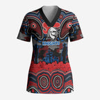 ANZAC Day Newcastle Knights Scrub Top Military Memorial Aboriginal Indigenous Art