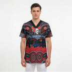 ANZAC Day Newcastle Knights Scrub Top Military Memorial Aboriginal Indigenous Art