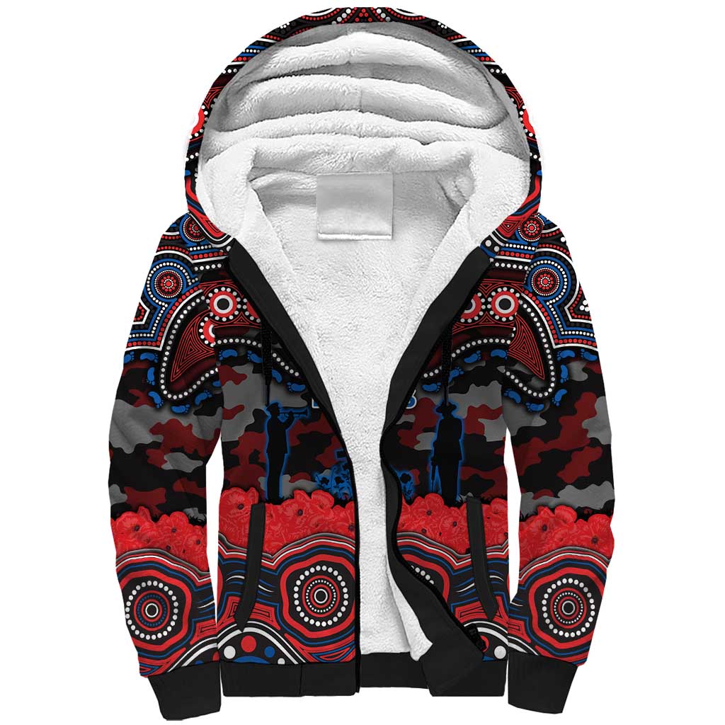 ANZAC Day Newcastle Knights Sherpa Hoodie Military Memorial Aboriginal Indigenous Art