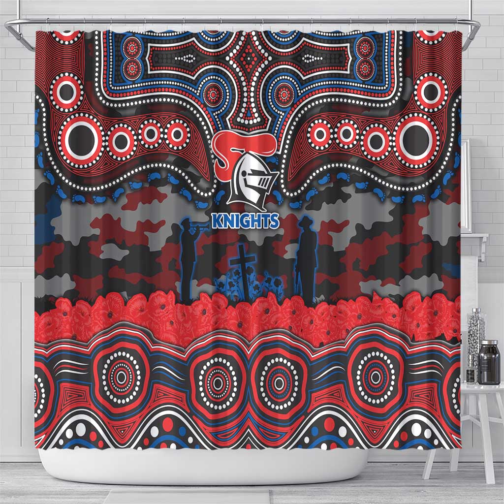 ANZAC Day Newcastle Knights Shower Curtain Military Memorial Aboriginal Indigenous Art