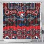 ANZAC Day Newcastle Knights Shower Curtain Military Memorial Aboriginal Indigenous Art