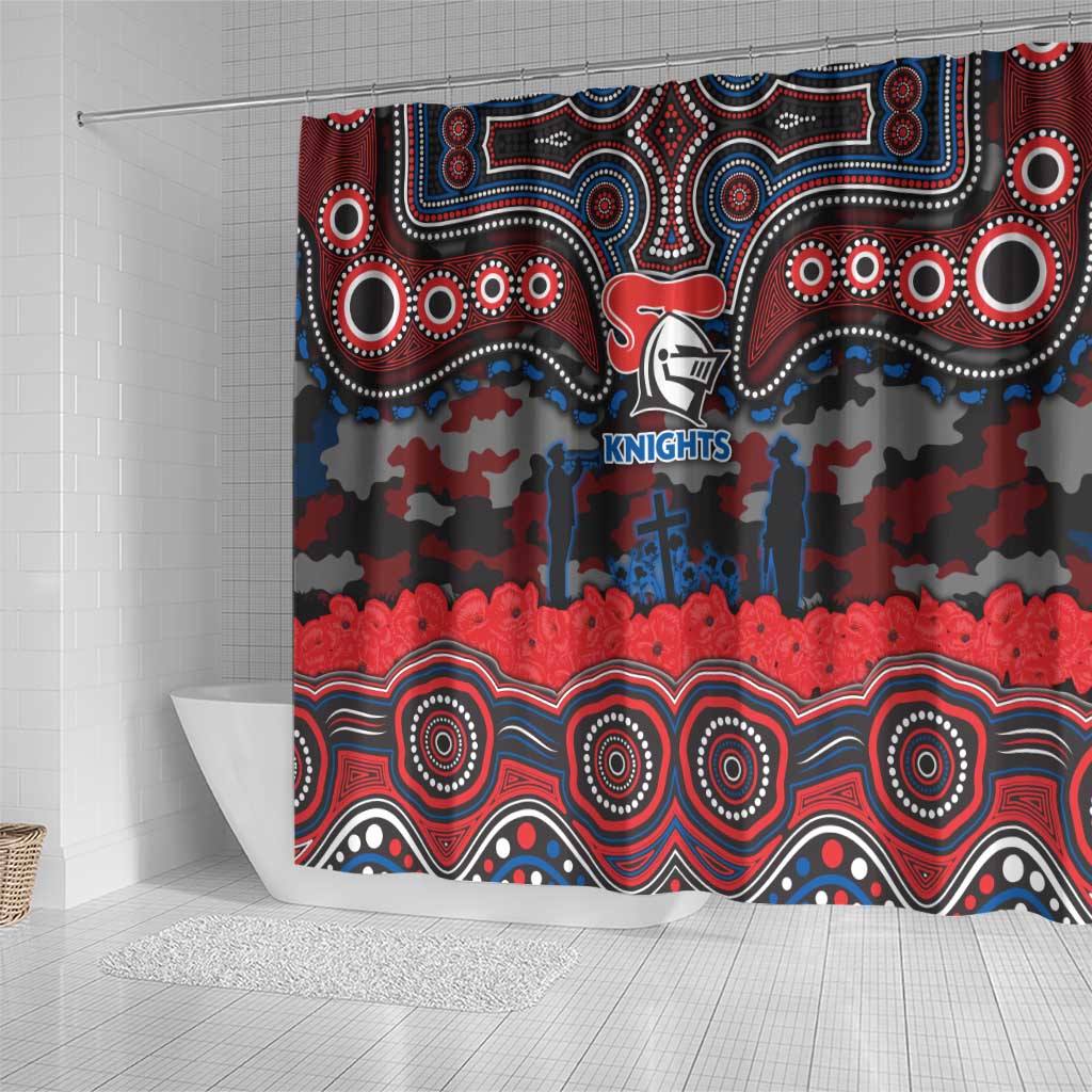 ANZAC Day Newcastle Knights Shower Curtain Military Memorial Aboriginal Indigenous Art