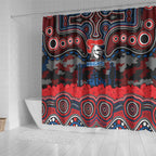 ANZAC Day Newcastle Knights Shower Curtain Military Memorial Aboriginal Indigenous Art