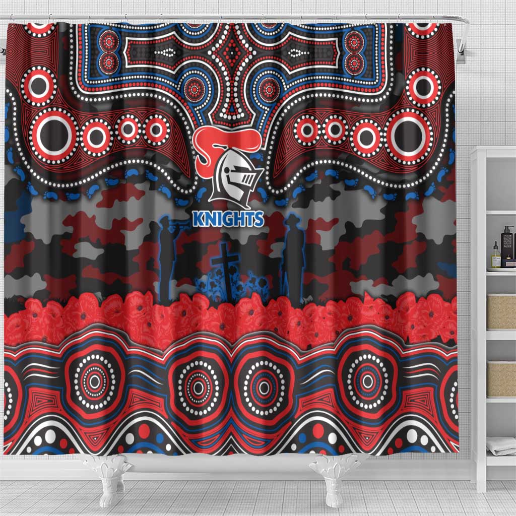 ANZAC Day Newcastle Knights Shower Curtain Military Memorial Aboriginal Indigenous Art