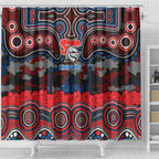 ANZAC Day Newcastle Knights Shower Curtain Military Memorial Aboriginal Indigenous Art