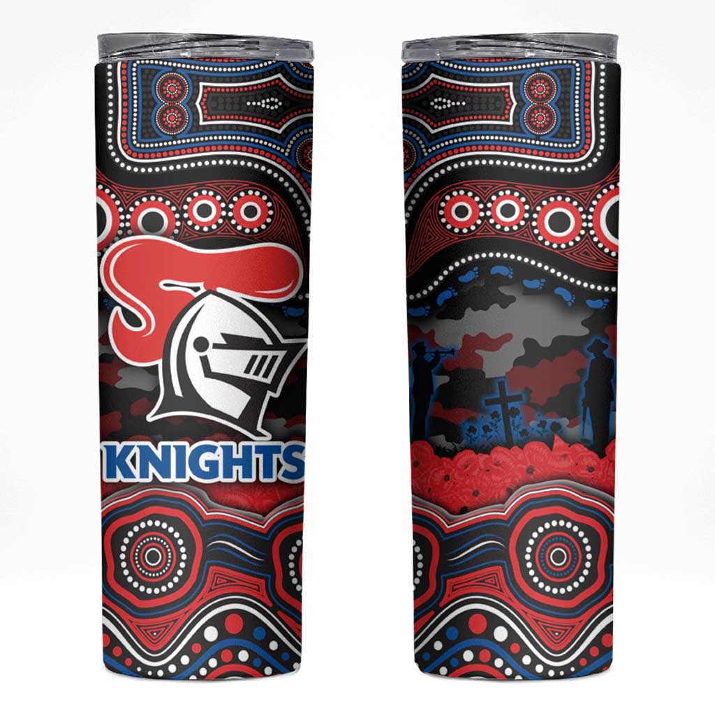 ANZAC Day Newcastle Knights Skinny Tumbler Military Memorial Aboriginal Indigenous Art