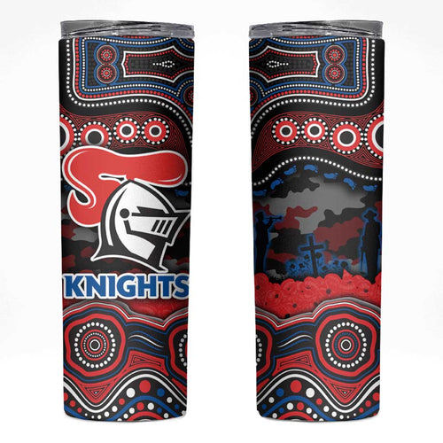 ANZAC Day Newcastle Knights Skinny Tumbler Military Memorial Aboriginal Indigenous Art