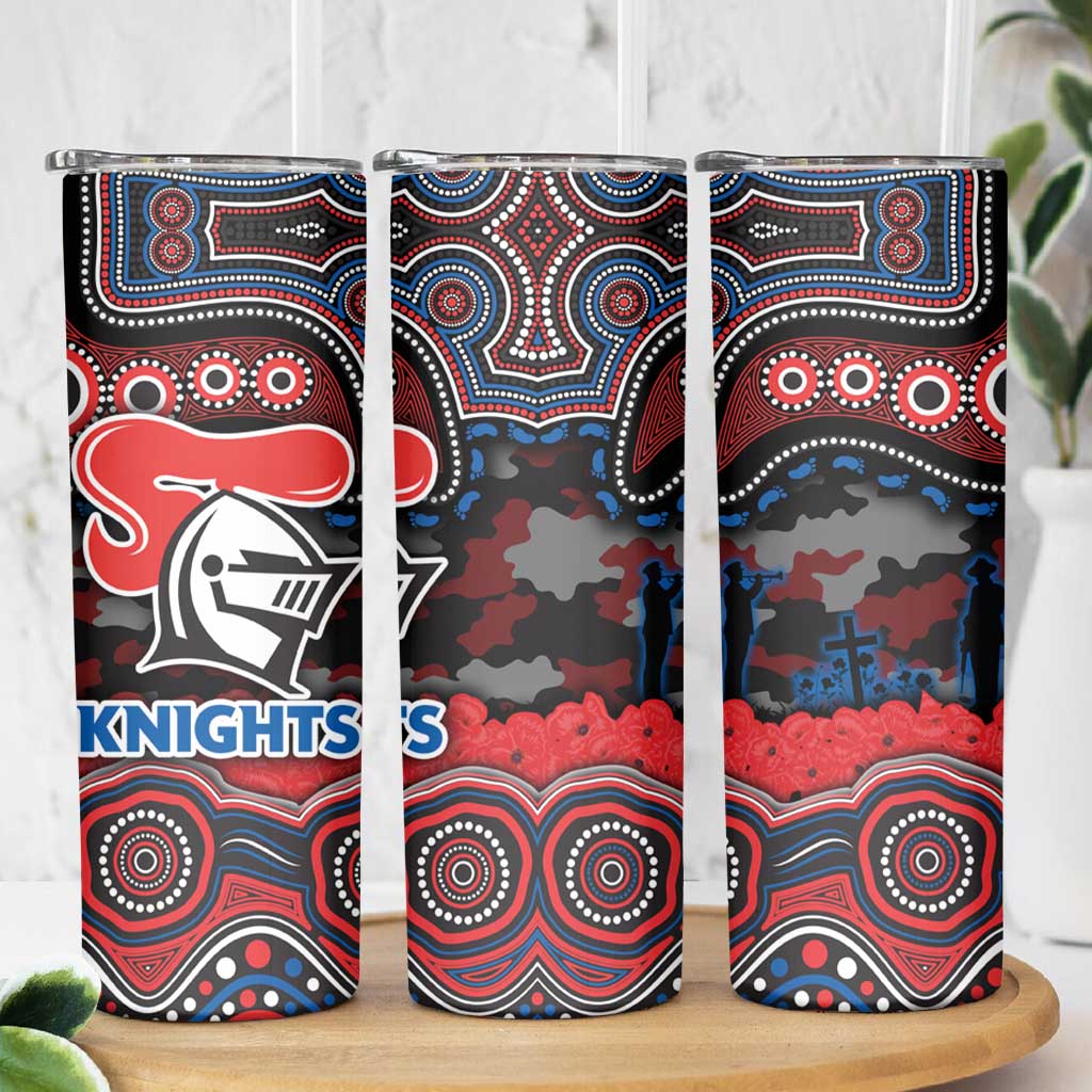 ANZAC Day Newcastle Knights Skinny Tumbler Military Memorial Aboriginal Indigenous Art